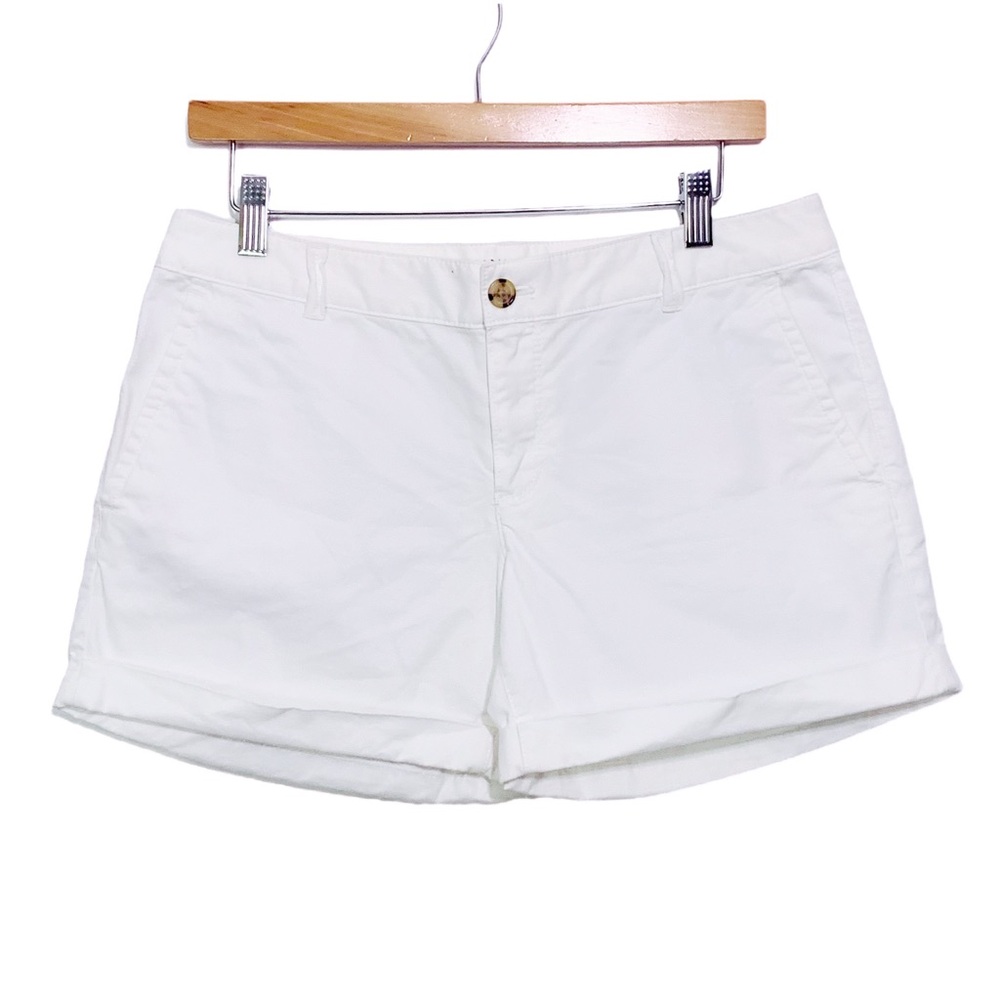 Banana Republic City Chino White Shorts With Rolled Up Hem Sz. 6 Classic Preppy